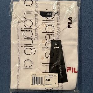 Brand new with tags original 90's vintage unopened white fila XL tennis polo